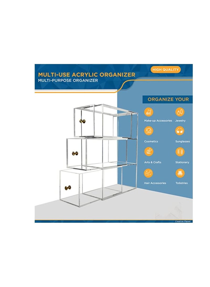 Creative Planet Acrylic Storage Organizer Drawers for Cosmetics, Sunglasses, Makeup, Thoughtful Valentine Gift for Women (3 Level M) - Image 2